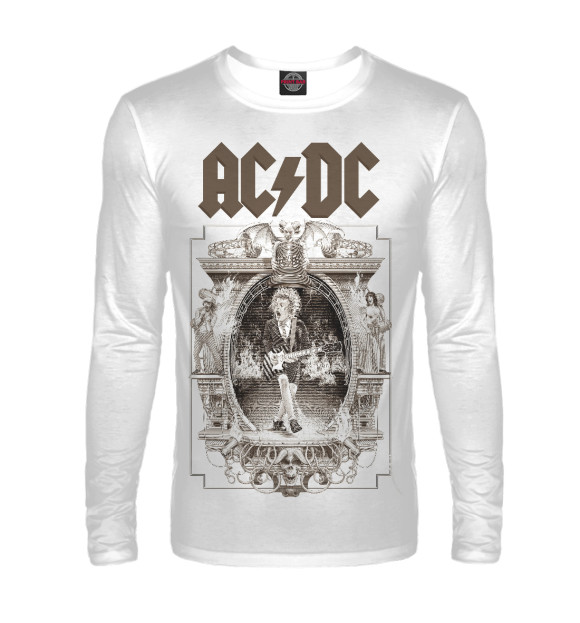 Мужской лонгслив с изображением AC/DC цвета Белый