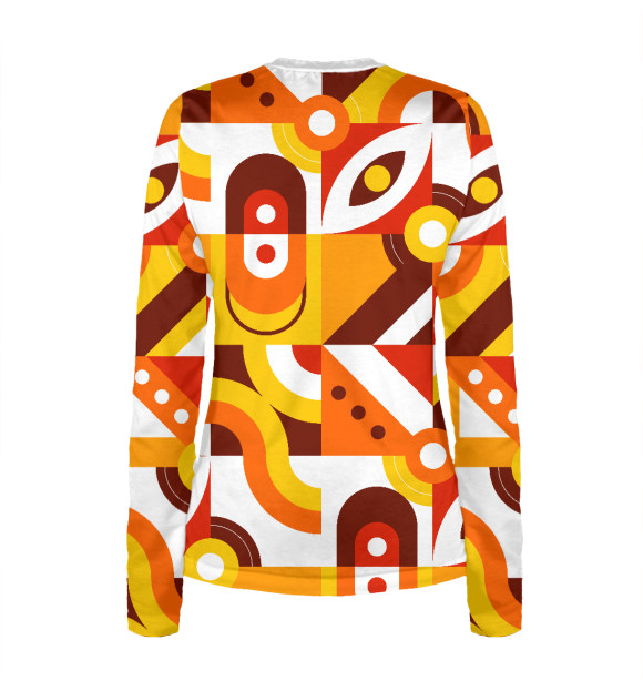 Женский лонгслив с изображением Pattern - retro orange цвета Белый