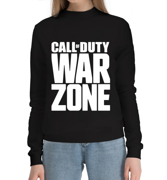 Женский хлопковый свитшот с изображением Warzone Call of Duty цвета Черный