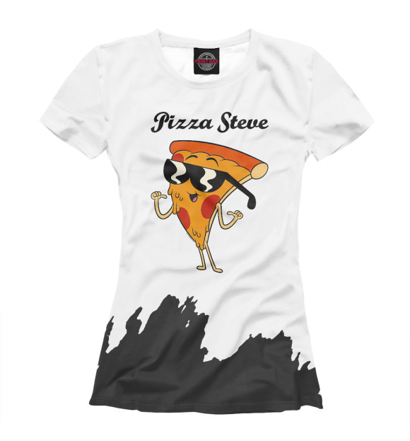 Женская футболка с изображением Pizza Steve цвета Белый