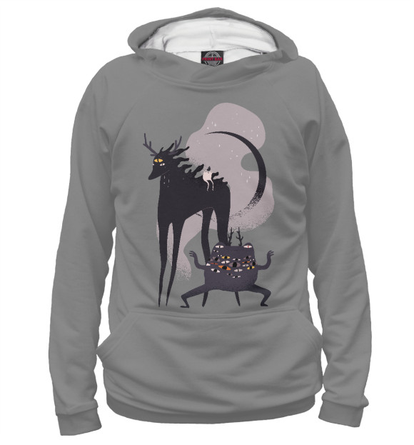 Женское худи с изображением Halloween creatures цвета Белый