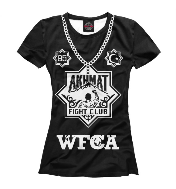 Женская футболка с изображением Akhmat Fight Club цвета Белый