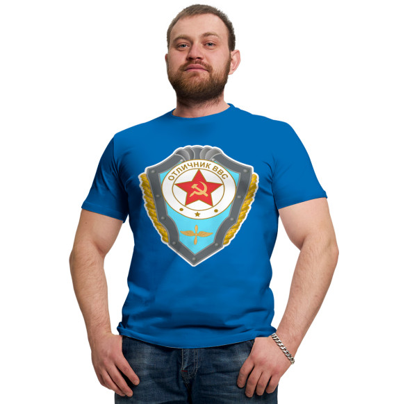 Мужская футболка с изображением Отличник ВВС СССР цвета Белый