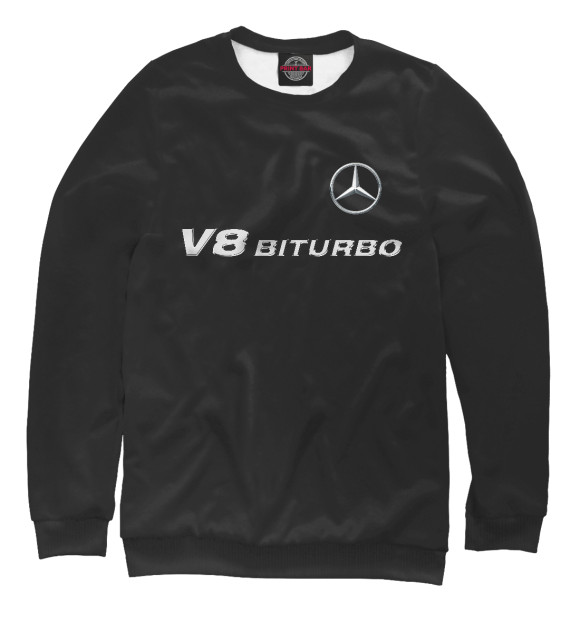 Мужской свитшот с изображением V8 BITURBO цвета Белый