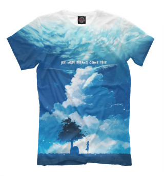 Мужская футболка Кит в небе - арт
