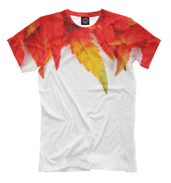 Мужская футболка с изображением Осень цвета Молочно-белый