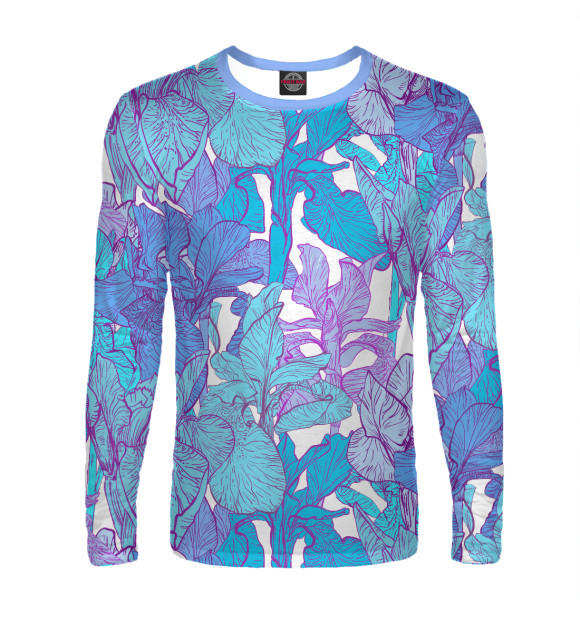 Мужской лонгслив с притом Цветы цвета Белый Мужской лонгслив с изображением Цветы цвета Белый