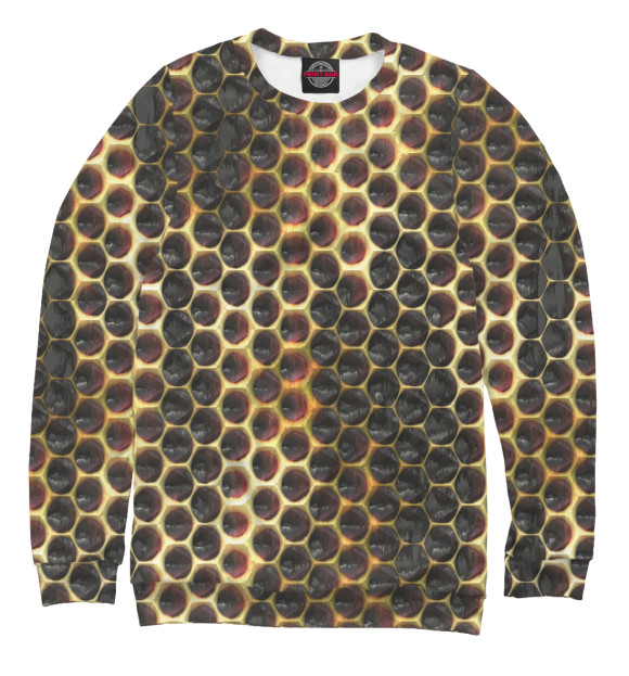 Женский свитшот с изображением Сладкая одежда из пчелиных сот цвета Белый