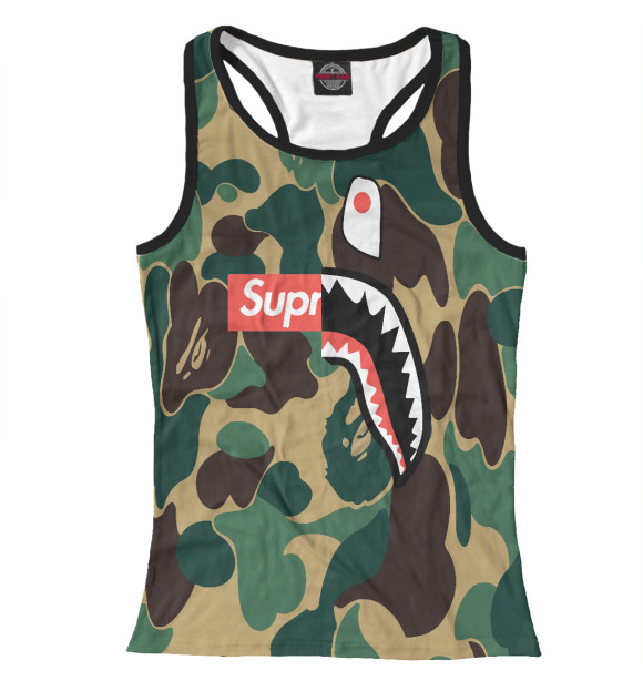 Женская майка-борцовка с изображением BAPE цвета Белый