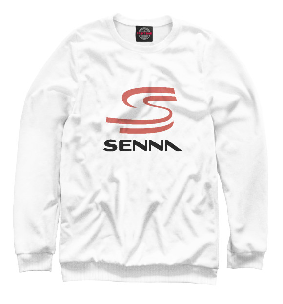 Мужской свитшот с изображением Senna Logo цвета Белый
