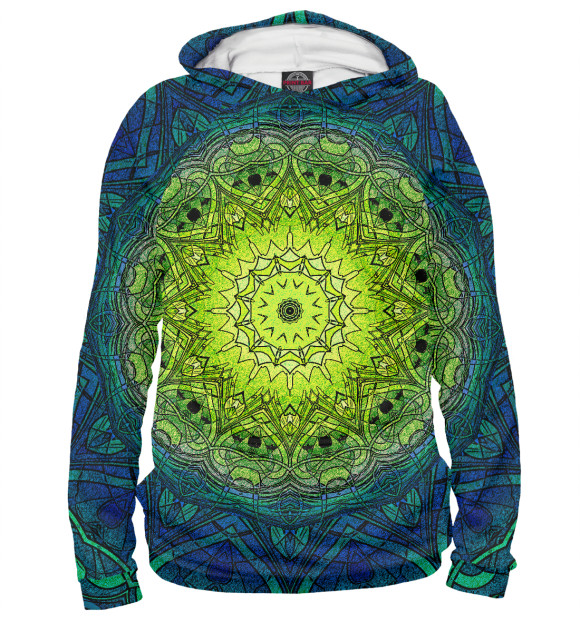 Женское худи с изображением Mandala цвета Белый