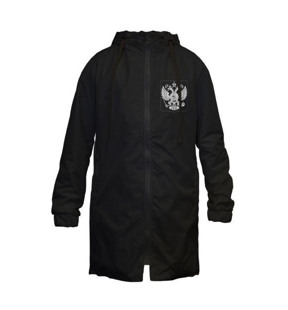 Дождевик с притом Герб России / Белый на Черном цвета Белый Дождевик с изображением Герб России / Белый на Черном цвета Белый