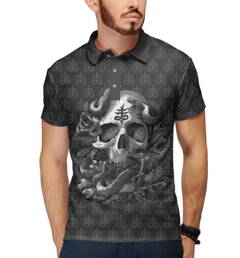 

Поло Print Bar, Белый, Satan Skull