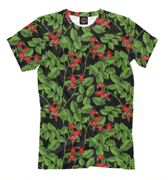 Мужская футболка с изображением Шиповник цвета Белый