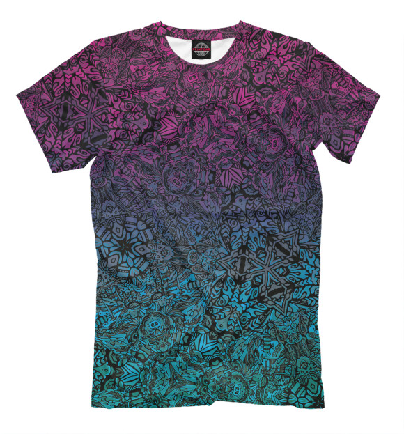 Мужская футболка с изображением Neon fractal цвета Молочно-белый