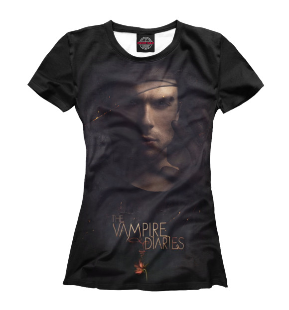 Женская футболка с изображением Дневники вампира цвета Белый