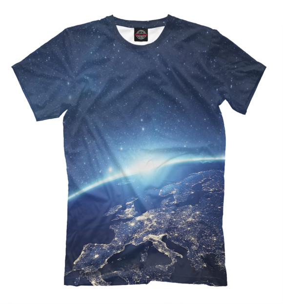 Мужская футболка с изображением Земля из Космоса цвета Молочно-белый