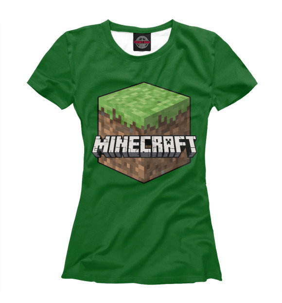 Женская футболка с изображением Minecraft Grass цвета Белый