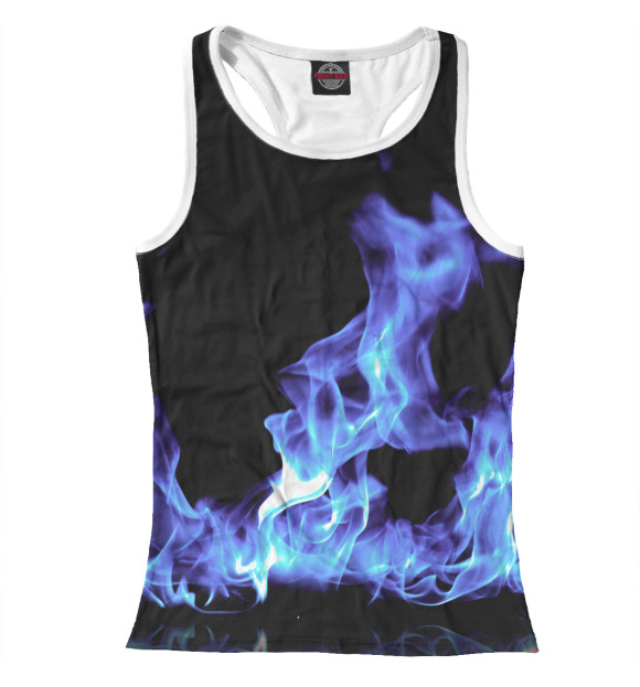 Женская майка-борцовка с изображением Синий огонь цвета Белый