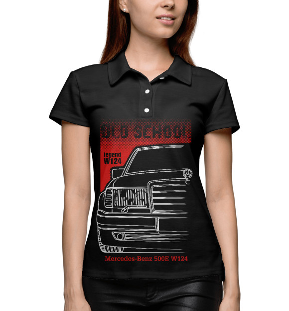 Женское поло с изображением W124 цвета Белый