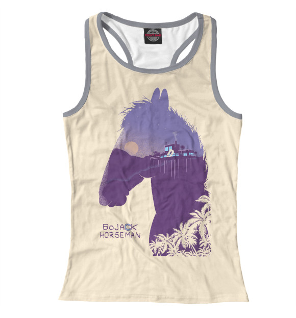 Женская майка-борцовка с изображением Конь БоДжек цвета Белый