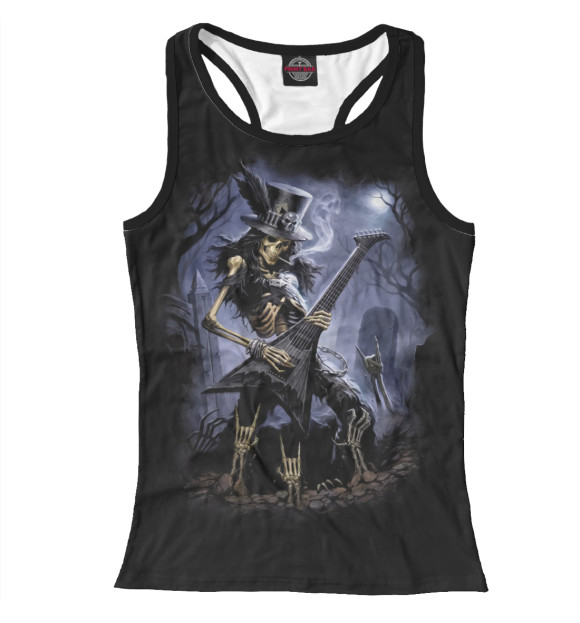 Женская майка-борцовка с изображением Рок скелет цвета Белый