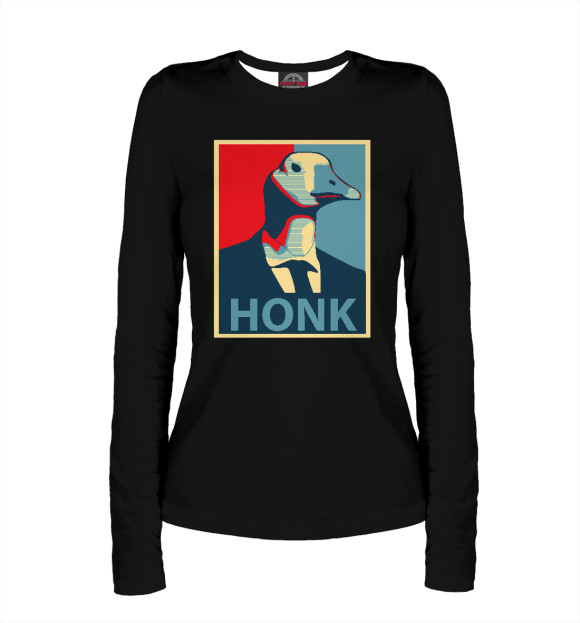 Женский лонгслив с изображением Honk цвета Белый