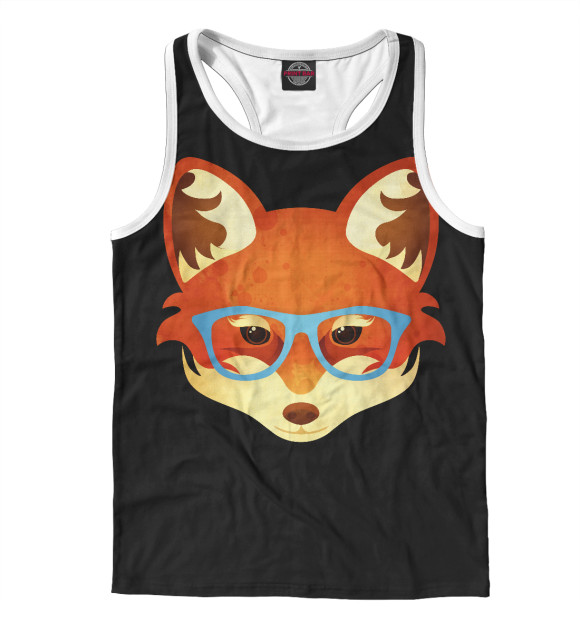 Мужская майка-борцовка с изображением Лиса цвета Белый