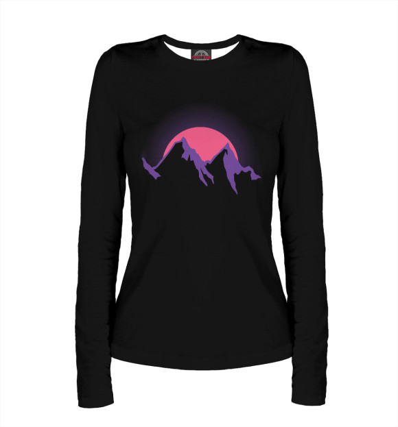 Женский лонгслив с изображением Mountains цвета Белый