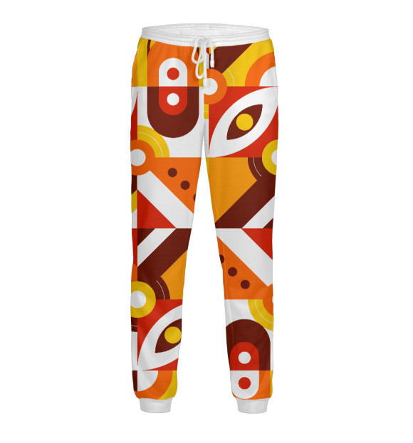 Мужские спортивные штаны с изображением Pattern - retro orange цвета Белый