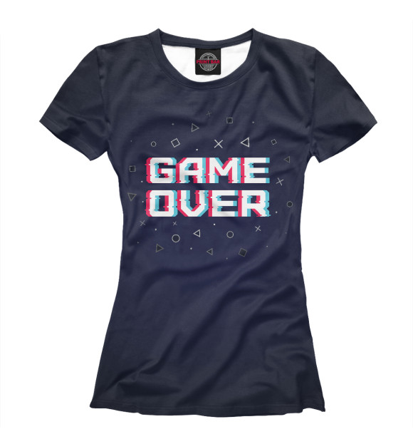 Женская футболка с изображением Game over цвета Белый
