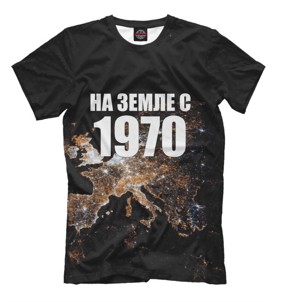 Мужская футболка с изображением На Земле с 1970 цвета Черный