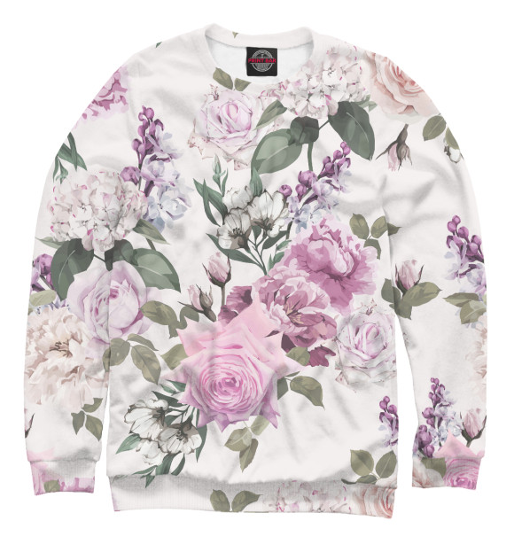 Свитшот для мальчиков с изображением Узор с розами цвета Белый