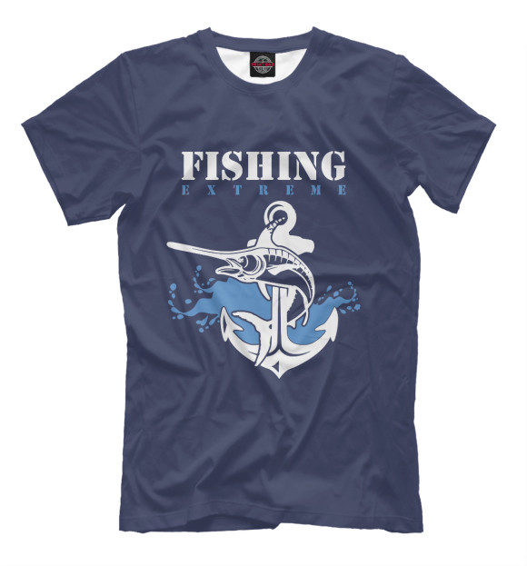 Мужская футболка с изображением Экстремальная рыбалка цвета Серый