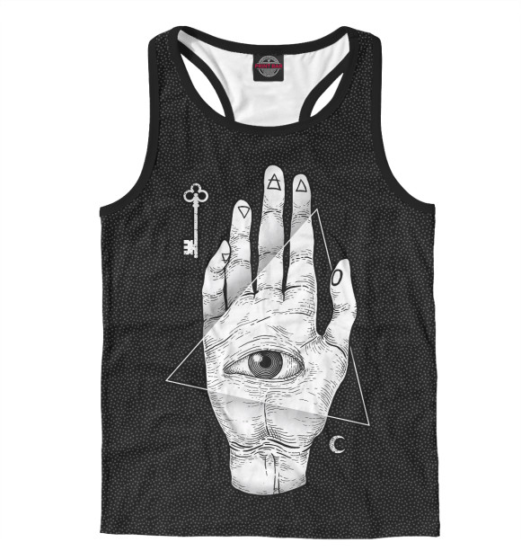 Мужская майка-борцовка с изображением Колдовская рука цвета Белый