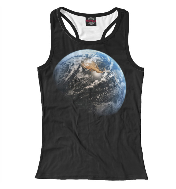 Женская майка-борцовка с изображением Земля цвета Белый