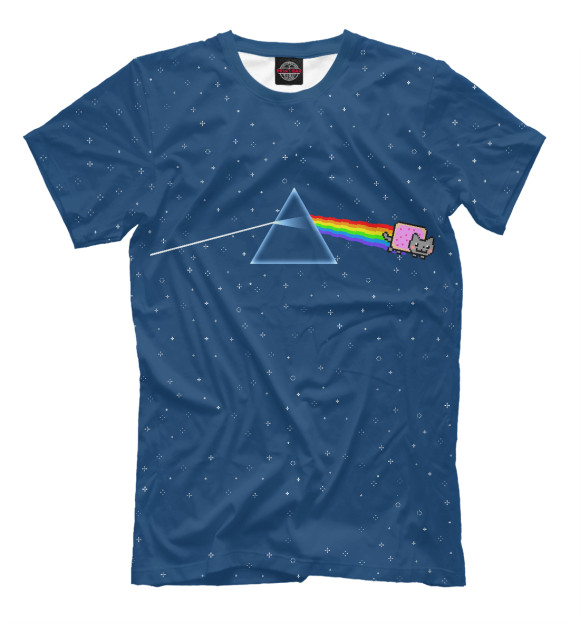 Мужская футболка с изображением Pink Floyd cat цвета Темно-синий