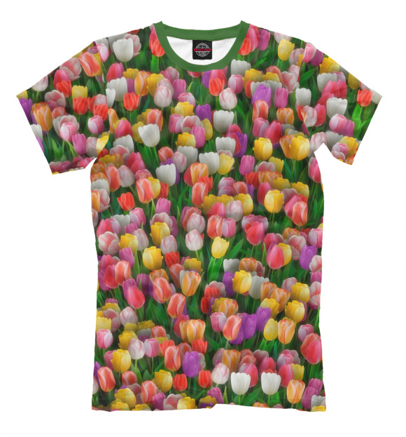 Футболка для мальчиков с изображением Разноцветные тюльпаны цвета Молочно-белый