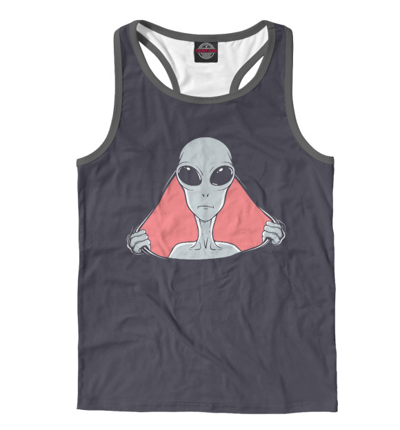 Мужская майка-борцовка с изображением Инопланетянин цвета Белый