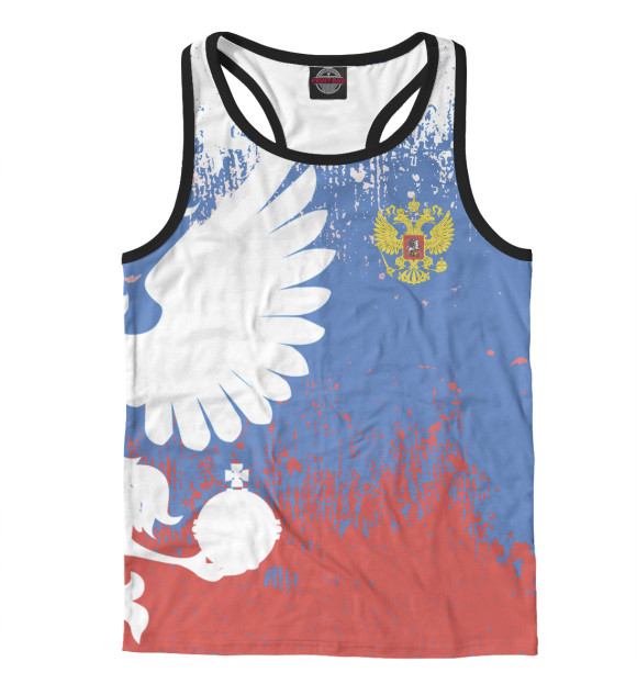 Мужская майка-борцовка с изображением Символика РФ цвета Белый