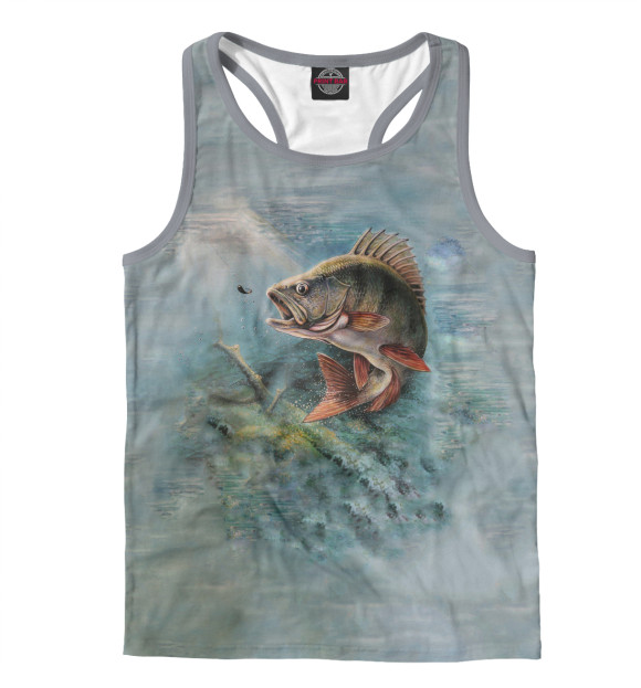 Мужская майка-борцовка с изображением Fishing цвета Белый