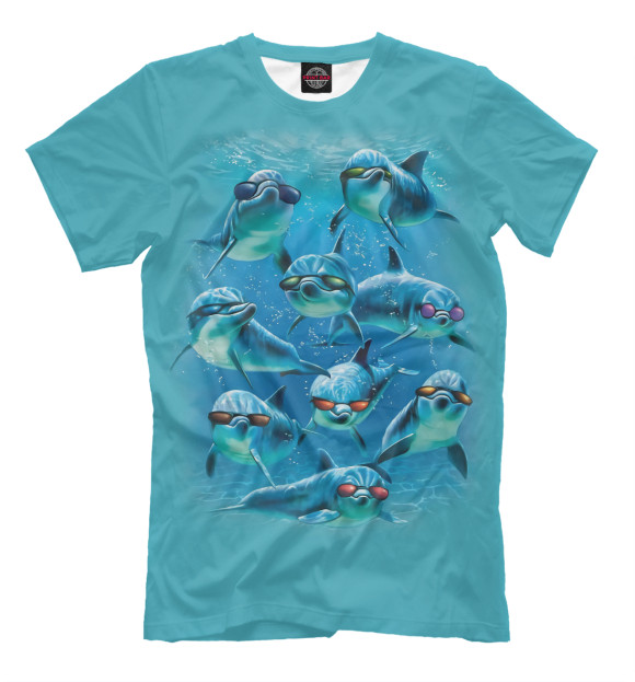 Мужская футболка с изображением Дельфины цвета Грязно-голубой
