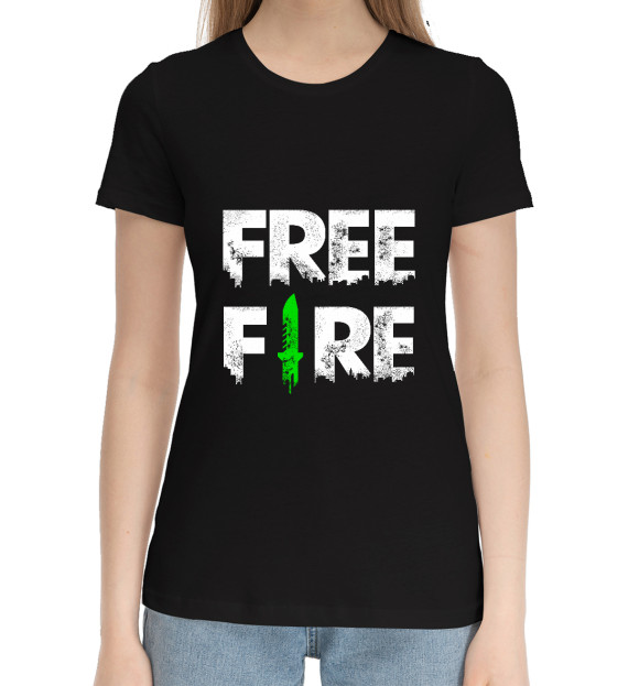 Женская хлопковая футболка с изображением Garena Free Fire цвета Черный