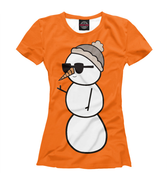 Футболка для девочек с изображением Крутой снеговик цвета Белый