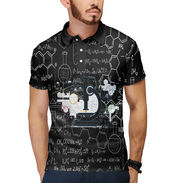 Мужское поло с изображением Наука цвета Белый