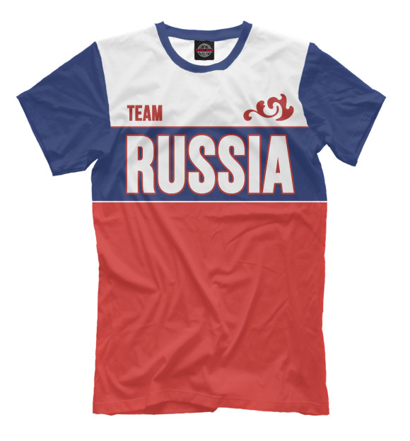 Футболка для мальчиков с изображением Team Russia цвета Молочно-белый