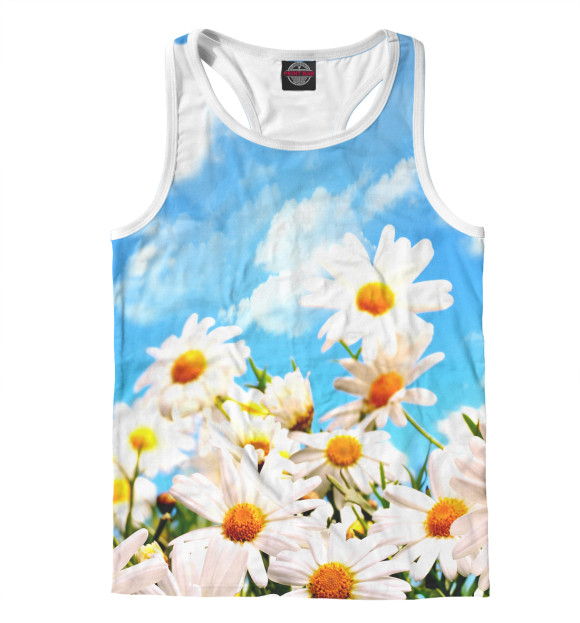 Мужская майка-борцовка с изображением Ромашки цвета Белый