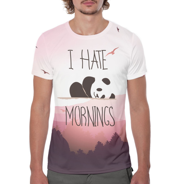 Мужская футболка с изображением I Hate Mornings цвета Белый