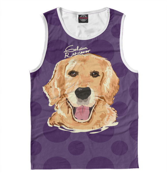 Мужская майка с изображением Golden retriever цвета Белый