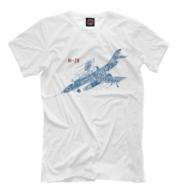 Мужская футболка с изображением Як-28 цвета Молочно-белый